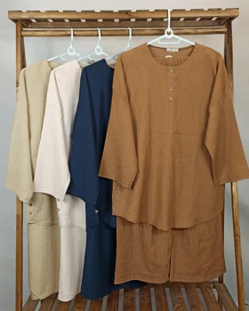 ست تونیک شلوار (قهوه ای)