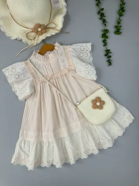 پیراهن دخترانه آستین دانتل