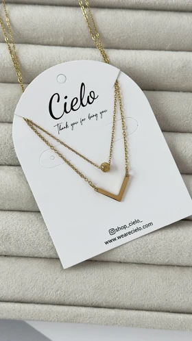 گردنبند 2رج استیل طلایی