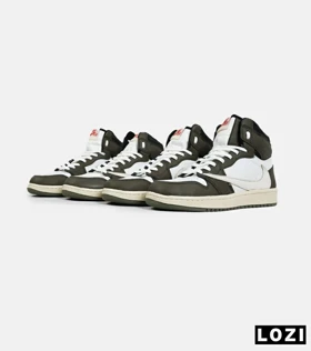 کفش کتانی ساق‌دار سفید زیتونی مردانه NIKE travis scott