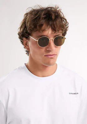 عینک آفتابی دی فرانکلین مدل D.franklin Round Legacy Gold / Dark Brown