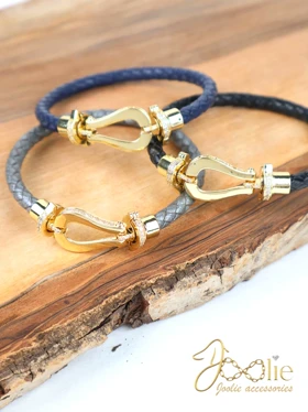 دستبند زنانه چرمی نگین‌دار کد B2223