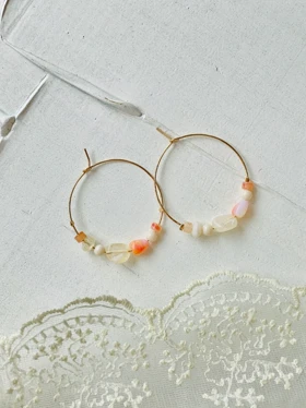 گوشواره آویز دایره مهره سنگی