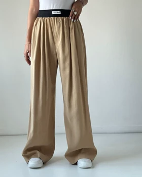 شلوار کمر کش کد 200238 (کرم)