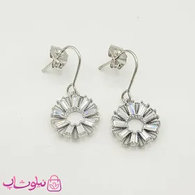 گوشواره آویز ژوپینگ مدل خورشید نقره ای