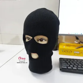 کلاه دو چشمی بافتنی مدل صورت پوش (کلاه دزدی مشکی)