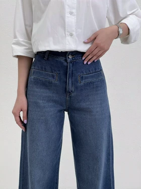 شلوار جین بگی زنانه آبی تیره