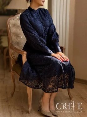 پیراهن گیپور کمربند دار