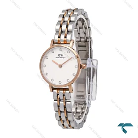ساعت دنیل ولینگتون زنانه مینی گرد دورنگ رزگلد ایندکس نگین DW-6763-L