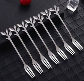 چنگال 6 عددی سیلور طرح برگ