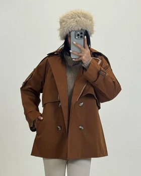 بارانی شنلی  کد 600056 (عسلی)