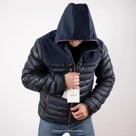 کاپشن مردانه سرمه ای تیره طرح ارتشی مونکلر