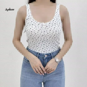 تاپ زنانه گل‌دار جلو دکمه