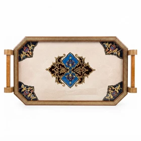 سینی چوبی دور خاتم کار دست کد m0322 گالری ساعت ضرابی