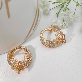 گوشواره حلقه گل و پروانه ژوپینگ کد 650