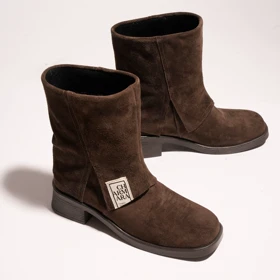 نیم بوت چرم زنانه قهوه ای مدل harriet