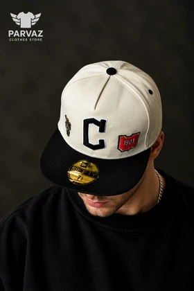 کلاه کپ بک فیت مستر کوالیتی وارداتی FIFTY 59 مدل Chicago Cubs _ طوسی نقاب مشکی