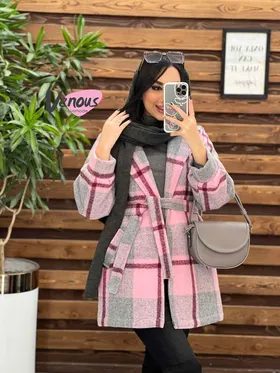 پالتو چهارخونه کمردار