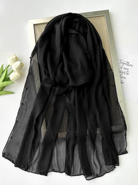 شال مشکی مرواریدی