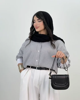 شومیز راه راه ترکیبی ماهگل(101)کد:5192