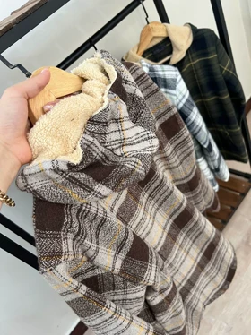 سویشرت چهارخانه کلاهدار 6104