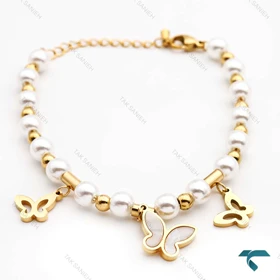 دستبند زنانه مرواریدی پروانه ای Bracelet-8332-L