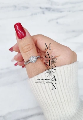 انگشتر ظریف طرح گل نگین‌دار طرح طلاسفید کد WOMAN39 سایز6