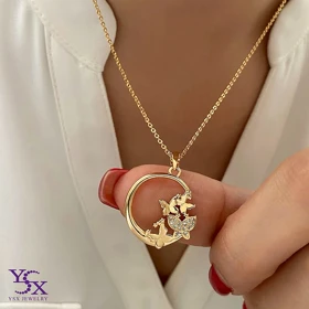 نیم ست پروانه نگین‌دار مدل حلقه‌ای، درخشش بی نظیر از YSX