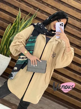 مانتو لینن جیب چاپی