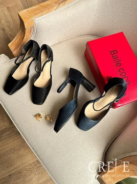 کفش مخمل طرحدار بغل باز پاشنه 7 سانت