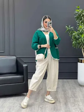ست مانتو و شلوار مغزی دوزی