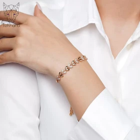 دستبند آسانسوری قلب نگین‌دار ژوپینگ