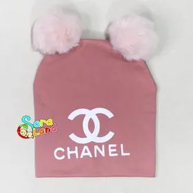 کلاه نوزاد پوم پوم رنگی طرح Chanel