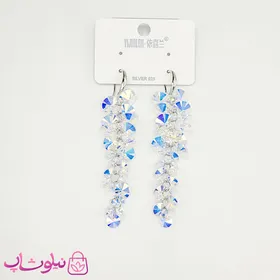 گوشواره آویز زنانه نقره با سنگ اوپال