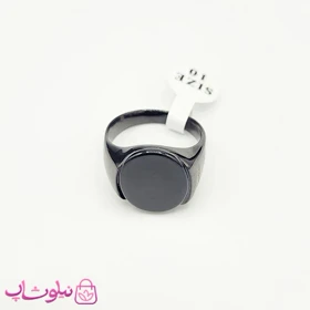 انگشتر مردانه کارتیه استیل فول مشکی نگین دایره کد 310