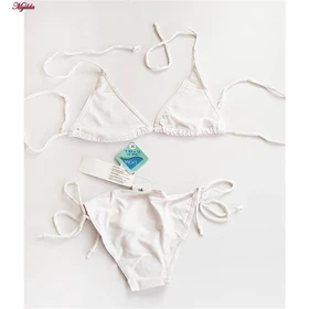 مایو دو تکه زنانه رنگ سفید مدل 1216