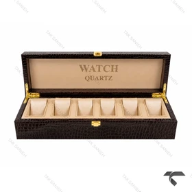 جعبه 6 تایی چرمی ساعت مچی قهوه ای سوخته Watches-Box-6-10772-U