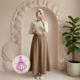 دامن لینن نیم کلوش بلند در رنگبندی متنوع