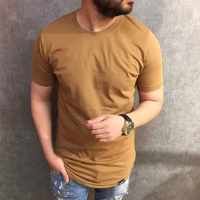 تیشرت ساده یقه گرد رنگ قهوه ای شکلاتی Bershka