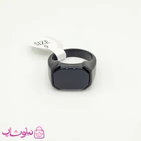 انگشتر مردانه مون بلان استیل مشکی نگین مستطیل کد 310