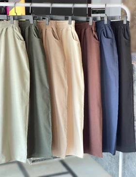 شلوار کتان نیم بگ آنا کد : 13222