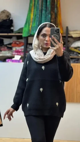 بلوز بافت طرح گل وارداتی 3054