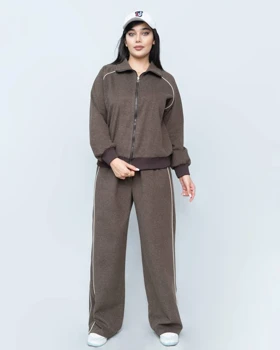 ست فوتر لامر اهورا سویشرت کوتاه و شلوار قد 110 گرم و شیک برای پاییز و زمستان