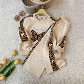 بلوزشلوار دخترانه شیک طرح پاپیونی با ترکیب پلنگی