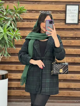 پالتو چهارخونه کمردار