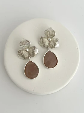 گوشواره گل نقره ای