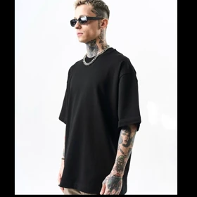 تیشرت مشکی لش ساده بیسیک پارچه ماکان گرم بالا کیفیت عالی