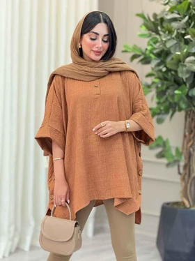 مانتو پانچ یقه دو دکمه هیما