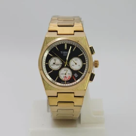 ساعت مچی مردانه تیسوت Tissot 1853 رنگ ثابت و 3موتور فعال کرنوگراف (بند طلایی با صفحه مشکی)