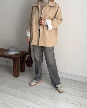 ترنچ کت Fly کرم (قد کوتاه)